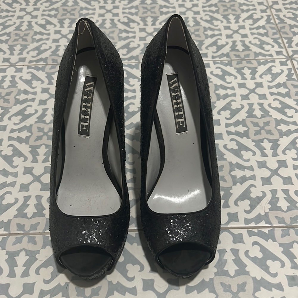 Vera Wang heels with black sparkles